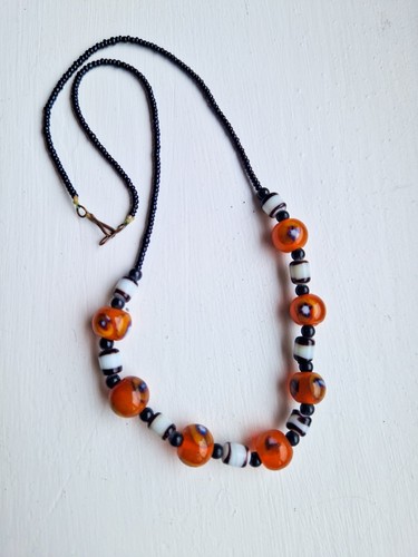 Vintage tribal necklace glass - tribal,