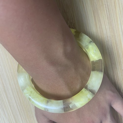 Yellow resin bangle bracelet - yellow,