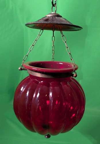 Red glass indian hundi lamp - glass,