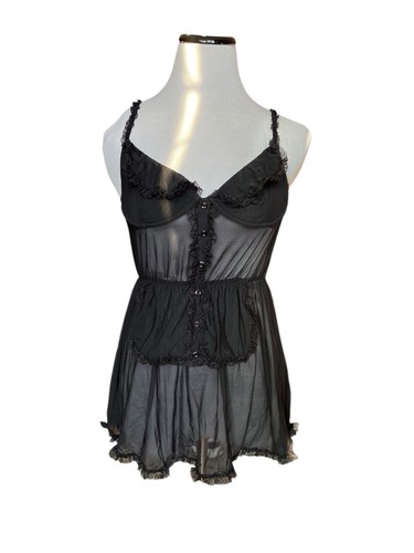 Y2k sheer black babydoll - y2k,