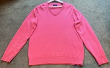 GANT Jumper Mens Pink Wool V Neck Sweater Knit Pullover L