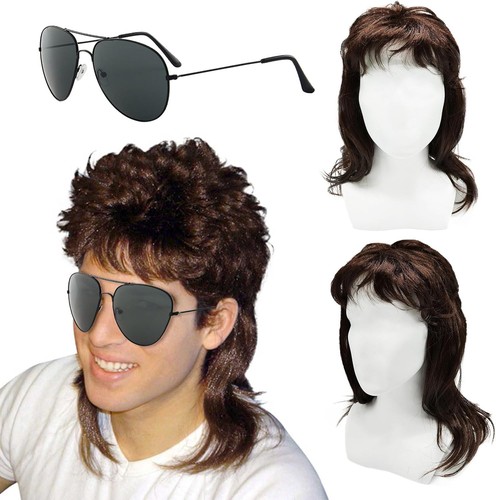 Xnivuis men wig brown curly - brown,