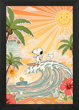 Snoopy surfing summer beach - snoopy,