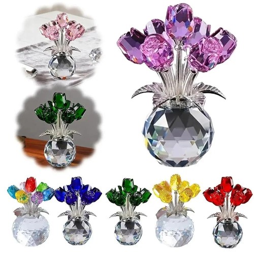 Crystal rose ornament - crystal,