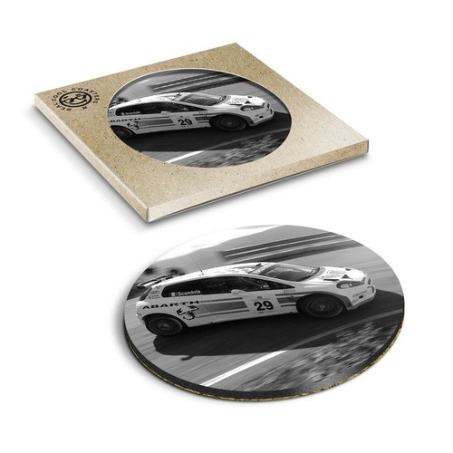 Boxed round coasters bw - boxed,