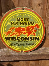 Enamel Wisconsin Air Cooled Engines Advertising Sign