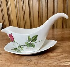 Staffordshire Stylecraft Midwinter, Rose Design, Gravy Boat & Stand