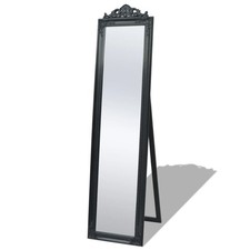 Black Baroque Free-Standing Mirror 160x40cm Wood & Glass Full Length Frame Style