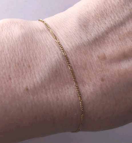 9ct gold figaro chain bracelet - 9ct,