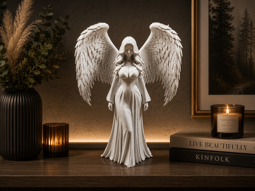 Elegant winged angel statue - angel,