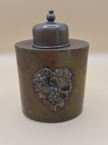 Antique copper tea caddy grape - antique,