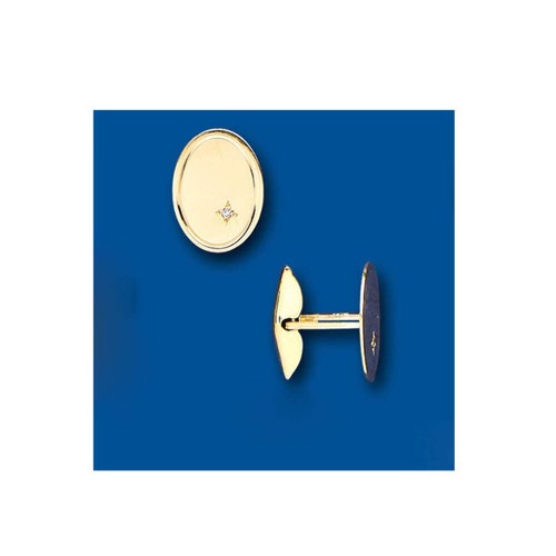 Gold cufflinks oval diamond - oval,