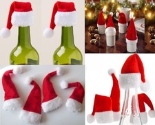 Santa Hat Wine Bottle Toppers Christmas Gifts Father Xmas Dinner Party
