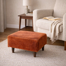 Vintage Rust Velvet Footstool