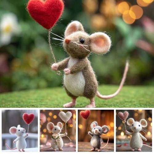 Handmade felt mice ornaments - handmade,