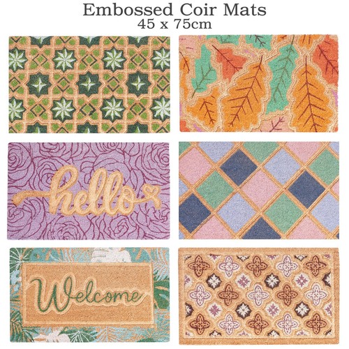 Large embossed coir door mat - large,