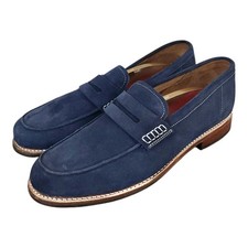 Grenson Jago Men's Navy Blue Suede Penny Loafers Size UK 10