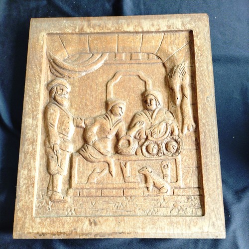 Vintage carved wood panel - vintage,