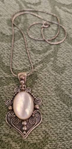 Rare solid silver pendant - silver,