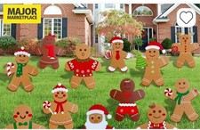 12 PCS Christmas Gingerbread Man Yard Signs with Stakes Xmas Decor for Lawn