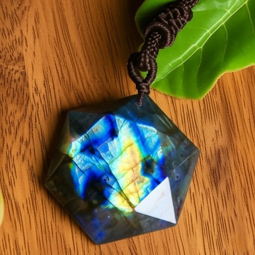 Natural labradorite hexagon - natural,