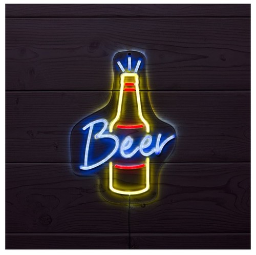 Solar powered beer neon - neon, wall