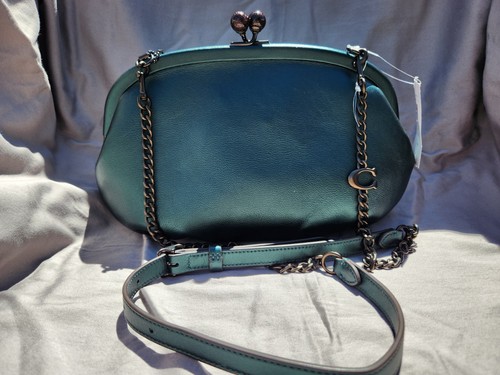 Coach metallic green kiss lock - metallic,