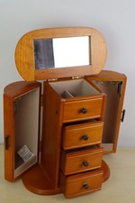 Vintage XL Wooden Jewellery Cabinet Armoire Mirror Box – Mele Style Storage Good