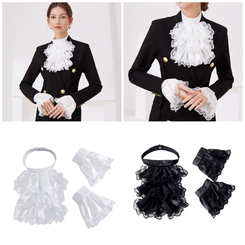 Ruffle lace jabot - lace, cuffs