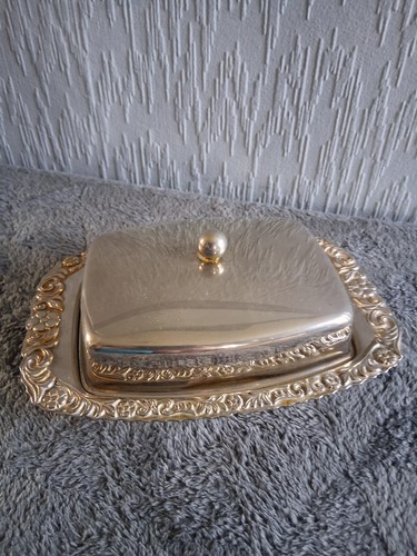 Silver plated butter dish with - butter,