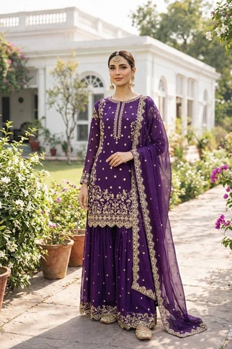 Purple punjabi plazzo - plazzo, salwar