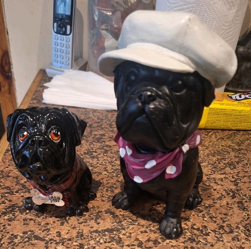 Black pug dog ornaments - 2,
