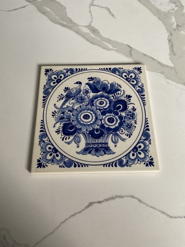 Floral blue delft tile - delft, royal