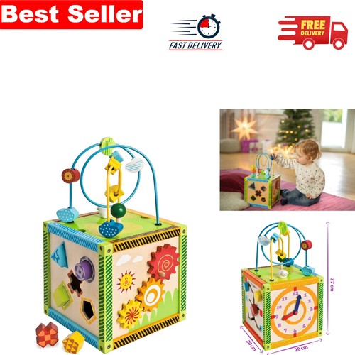 Wooden activity play cube for - wooden,