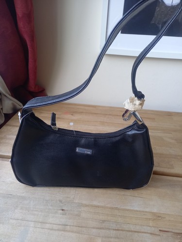 Black hand bag with - black, chrome
