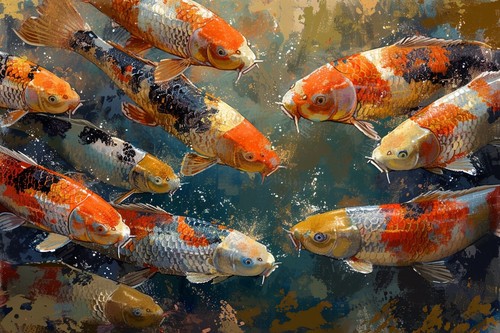 Japanese koi carp fish canvas - koi,