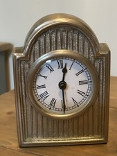 Heavy Metal Art Deco Vintage Design Ribbed Mantle Clock Fully Working 6 In