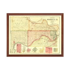 Old Map of Wyandotte County, KS 1887 - Vintage Kansas Art