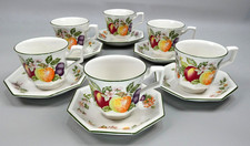 6 x Johnson Brothers Fresh Fruit Tea Cup & Saucers - Vintage Set ~ VGC