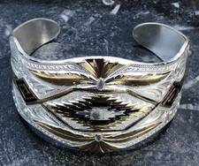 Vintage American Montana Silversmiths eagle cuff bangle cowboy western style 54g