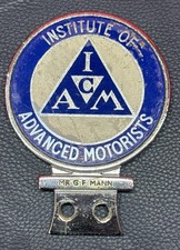 Institute of Advanced Motorists Car Badge blue  Name of G.F MANN