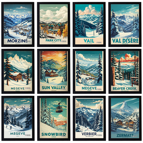 Vintage ski resorts travel - vintage,