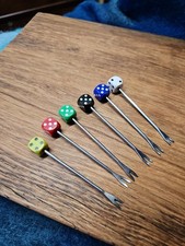 Set Of 6 Vintage 1960's Dice Cocktail Sticks X6 