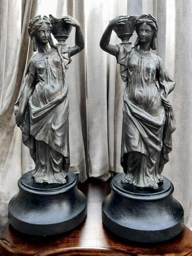 Two bronzed spelter - spelter, goddess
