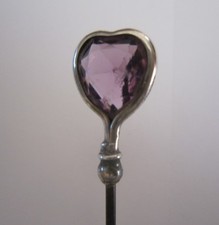 CHARLES HORNER - fully hallmarked silver antique hatpin delightfully heart shape