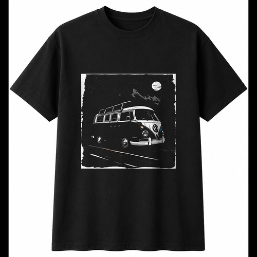 Greyscale camper van - van, torn