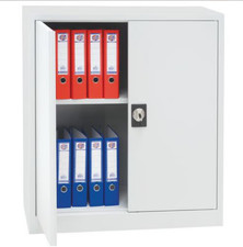 2 Door Metal Filing Cabinet 1 shelf 1000 x 920mm Grey with Cylinder Lock