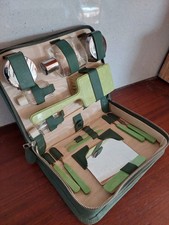 1930's Art Deco Vintage Vanity Case Set In Bright Green Bakelite