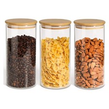 Neo Glass Storage Set of 3 1200ml Cylinder Spaghetti Jars Containers Canisters