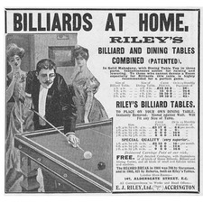 Riley's Billiard & Dining Tables Combined - Edwardian Advertisement 1905